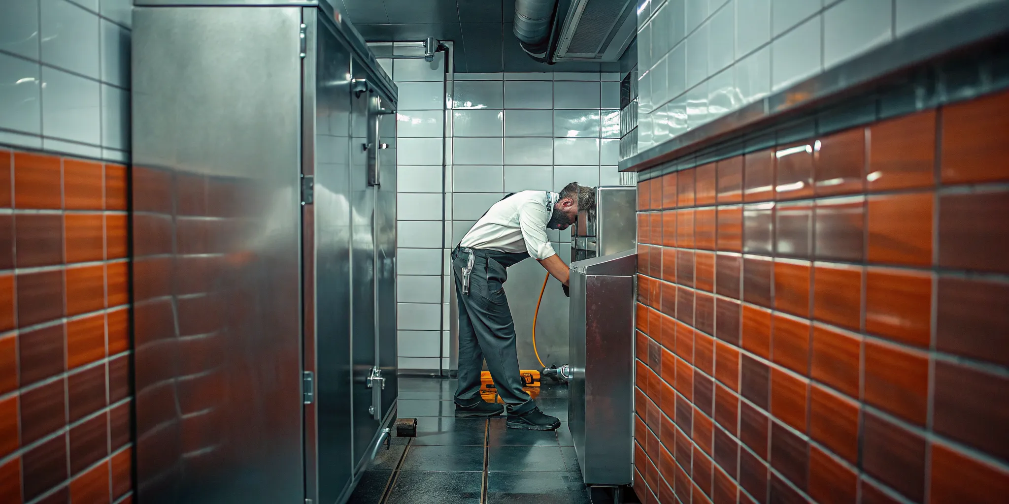 Commercial service technician preparing to inspect equipment at a multi-site facility