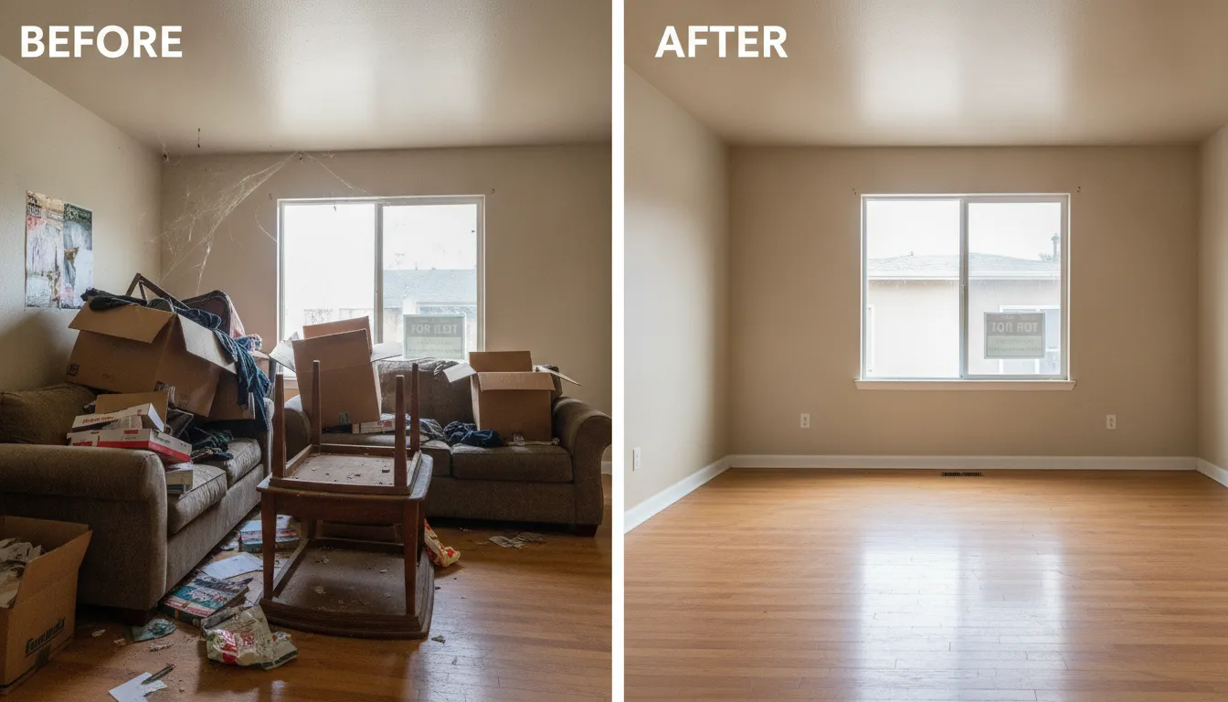 Clean empty apartment ready for new tenants after professional junk removal