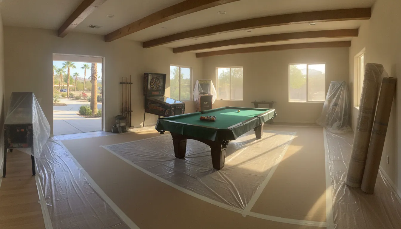 Clear access path prepared for pool table removal