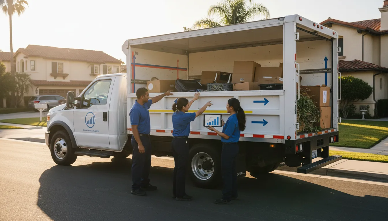 Volume-based junk removal pricing based on truck space used