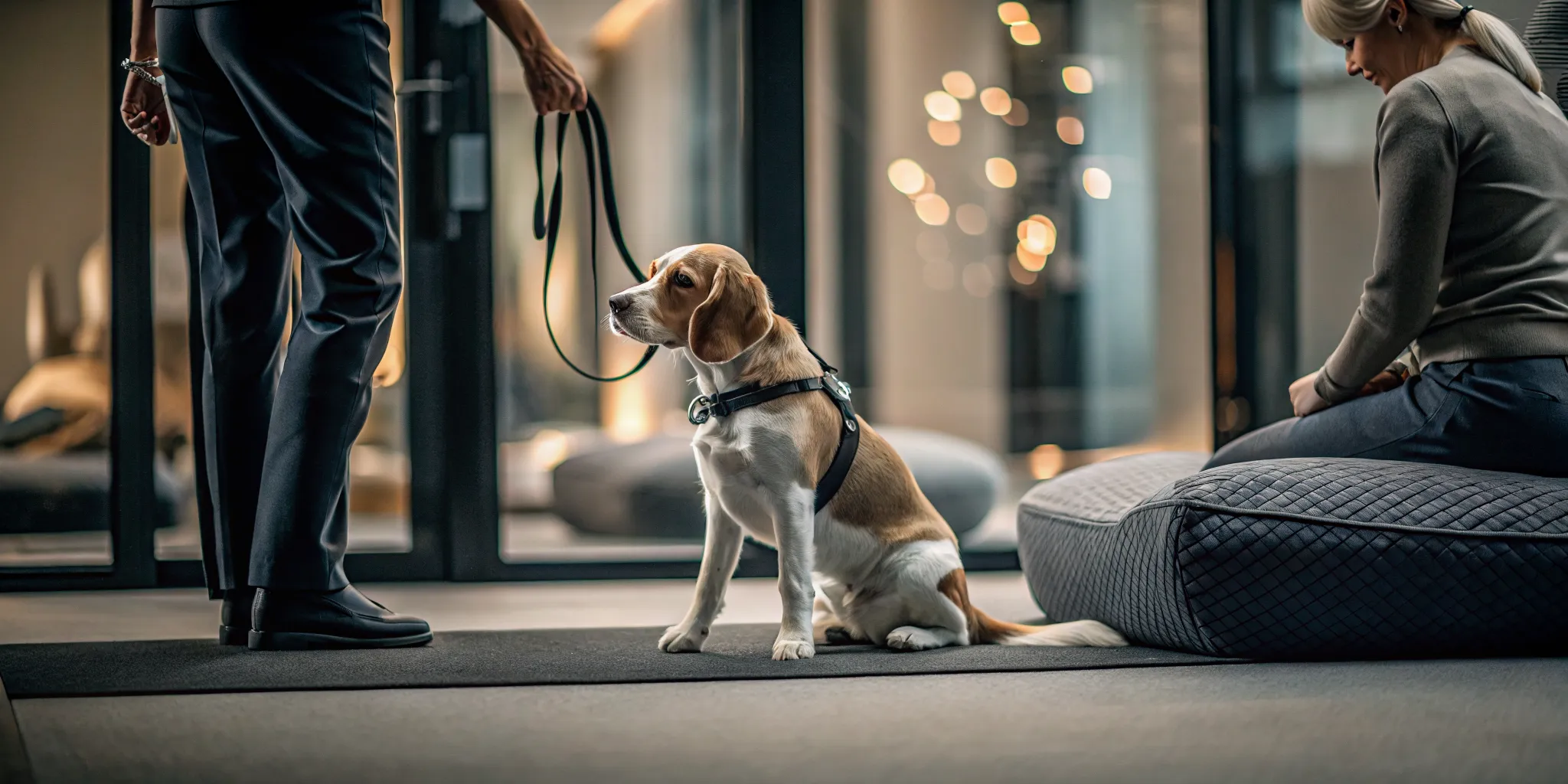 Reactive dog learning focus during board and train