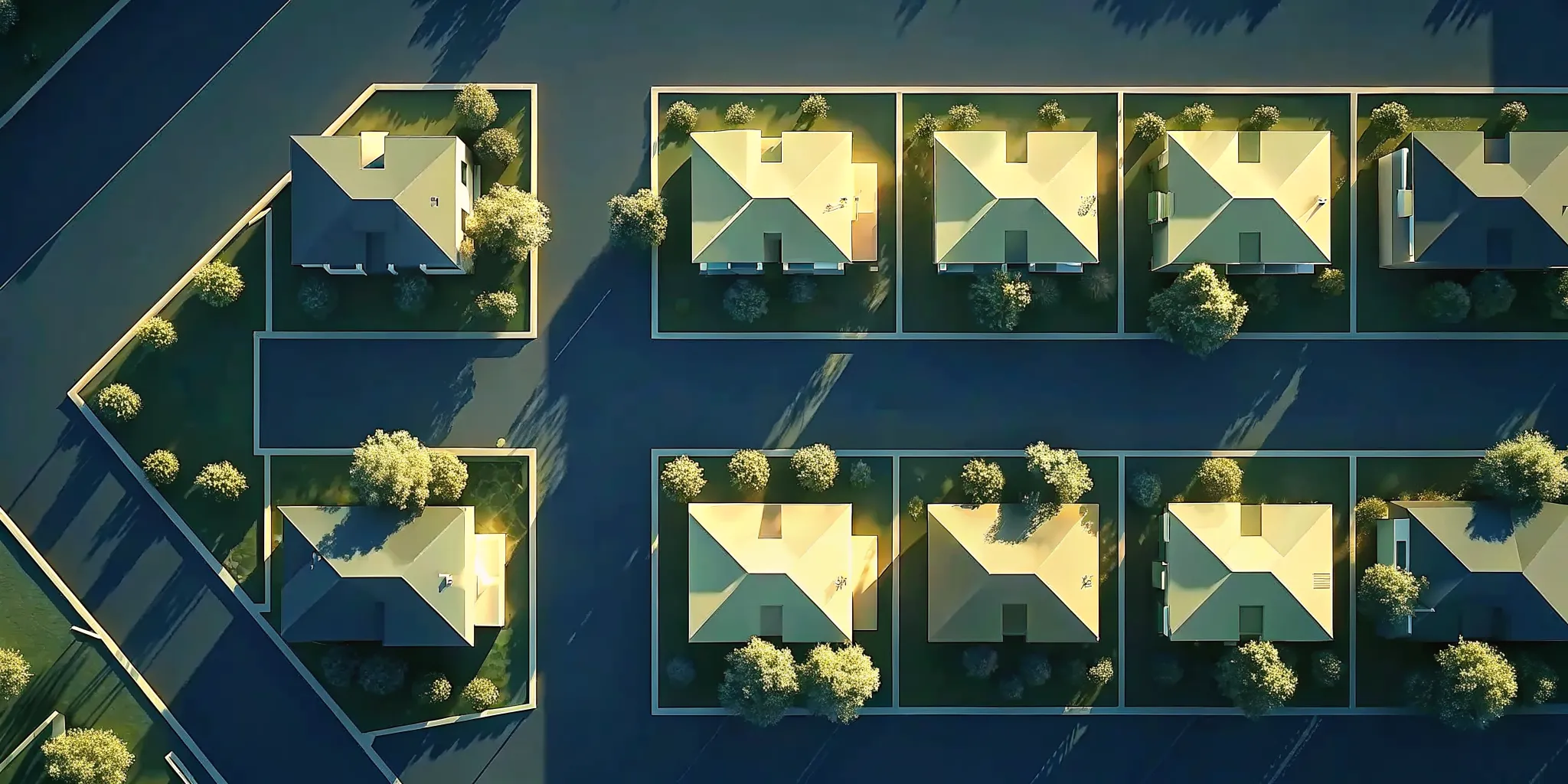 Aerial view representing how real estate crowdfunding pools capital across residential projects