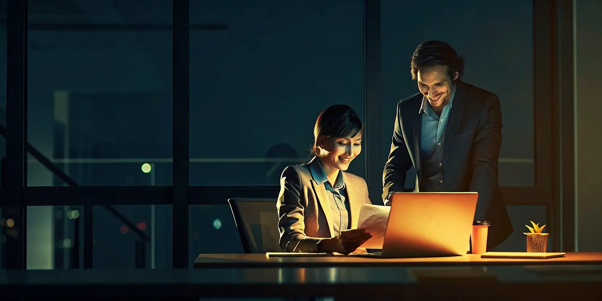 Accredited investor reviewing investment documents with an advisor in a bright modern office