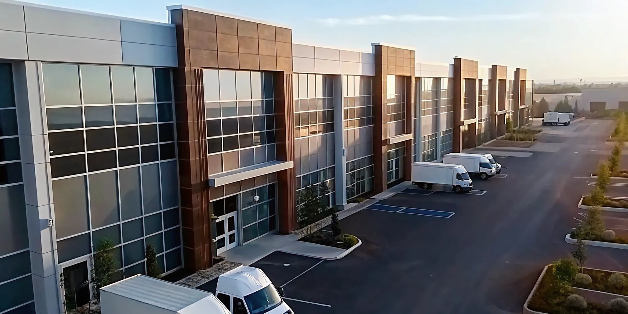 Aerial view of a modern small-bay flex industrial business park