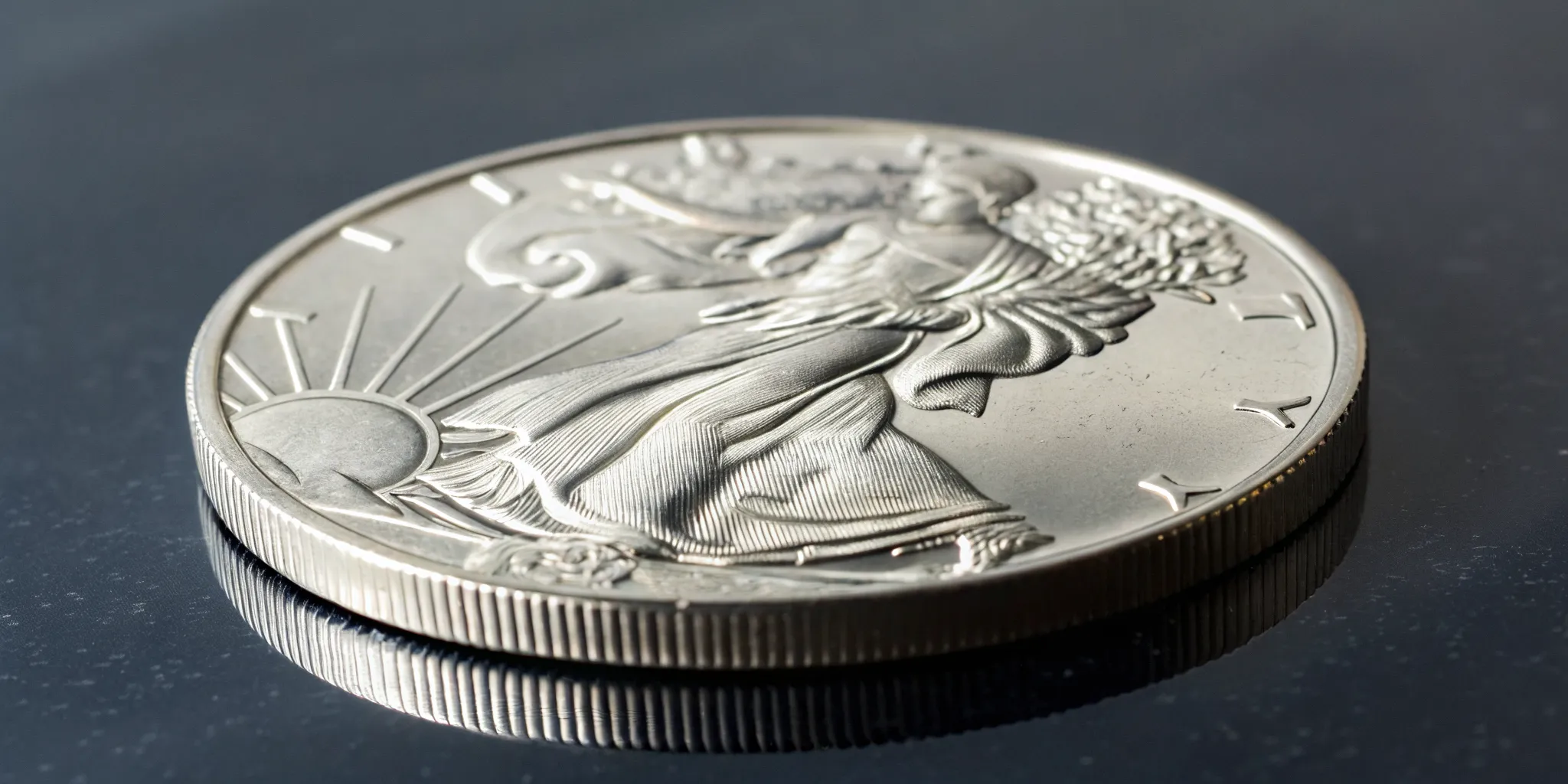 The Walking Liberty design on a 1 oz fine silver one dollar coin from 2000.