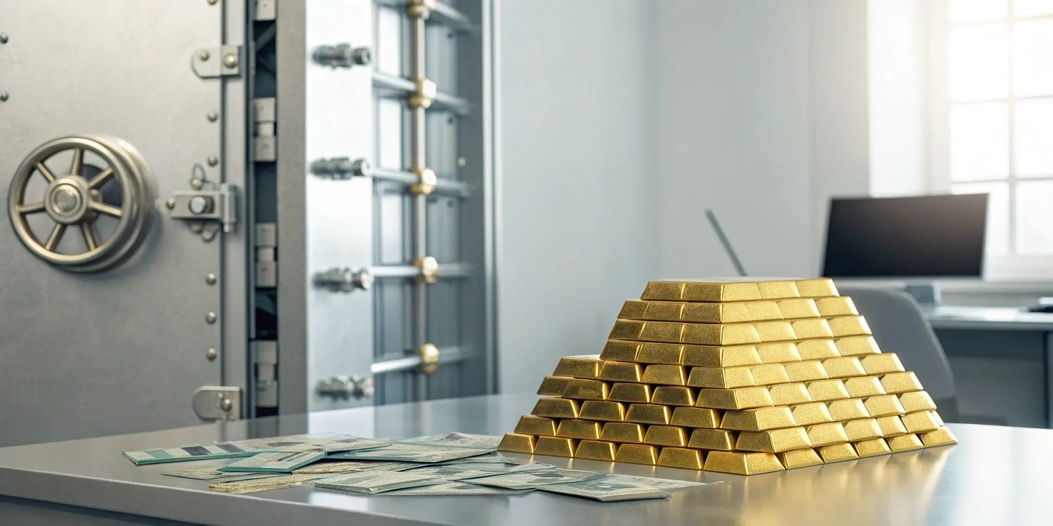 Gold bars in a secure vault, part of an investment with one of the best gold IRA companies.