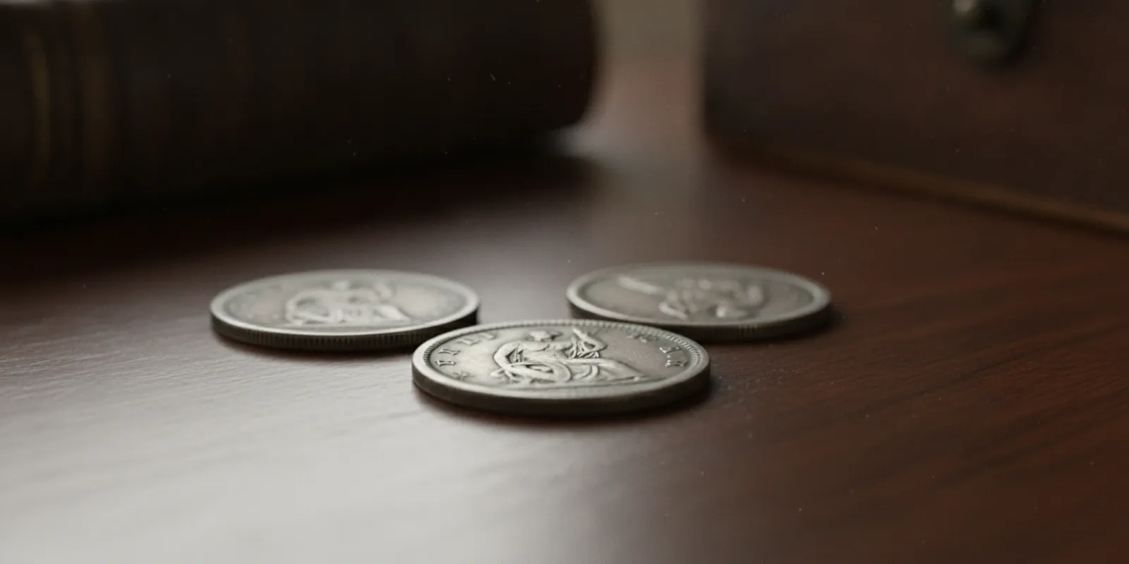 Early U.S. half dime coins displayed on a dark surface