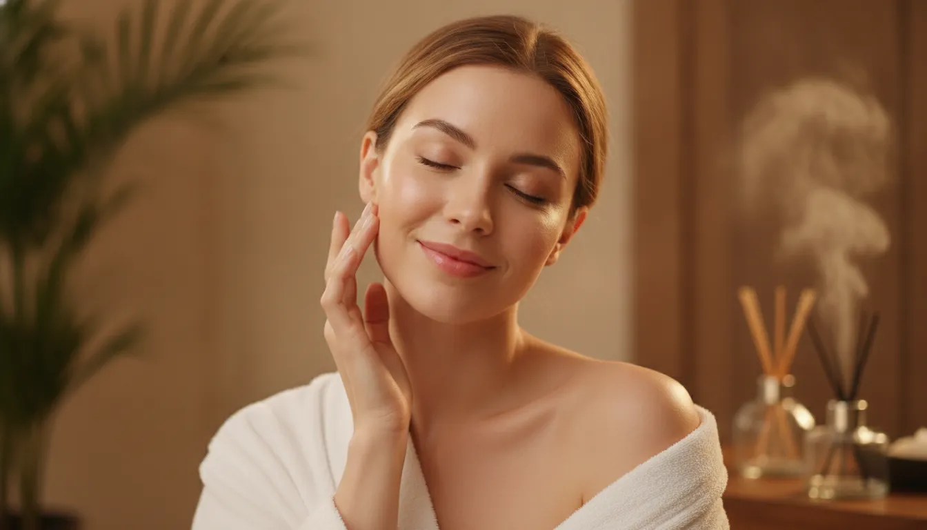 Woman with a naturally glowing complexion after a personalized skincare treatment