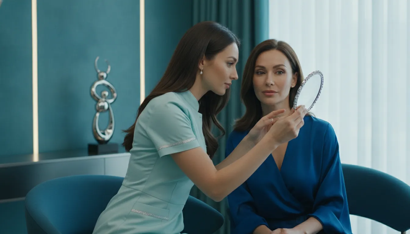 Provider discussing PRF under-eye candidacy during a consultation