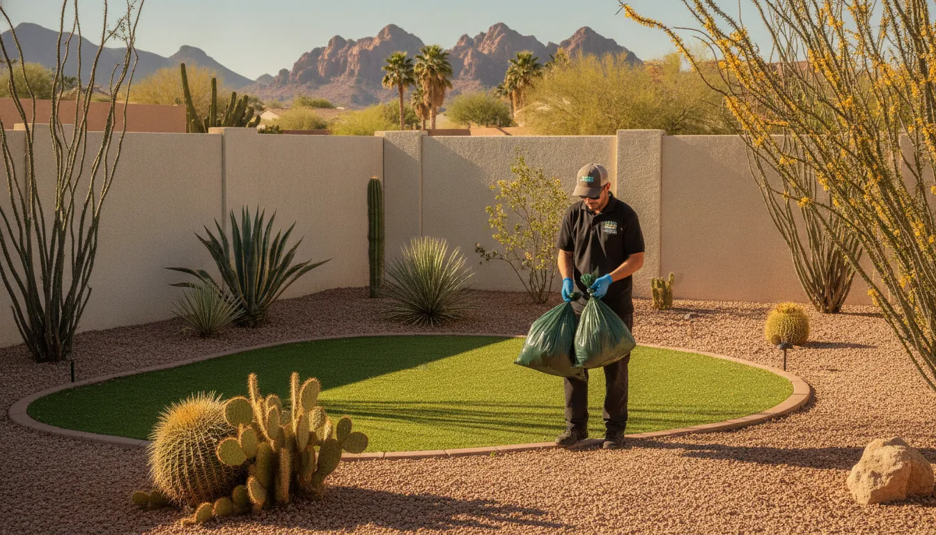 Residential pet waste management Henderson NV cleanup in a desert backyard