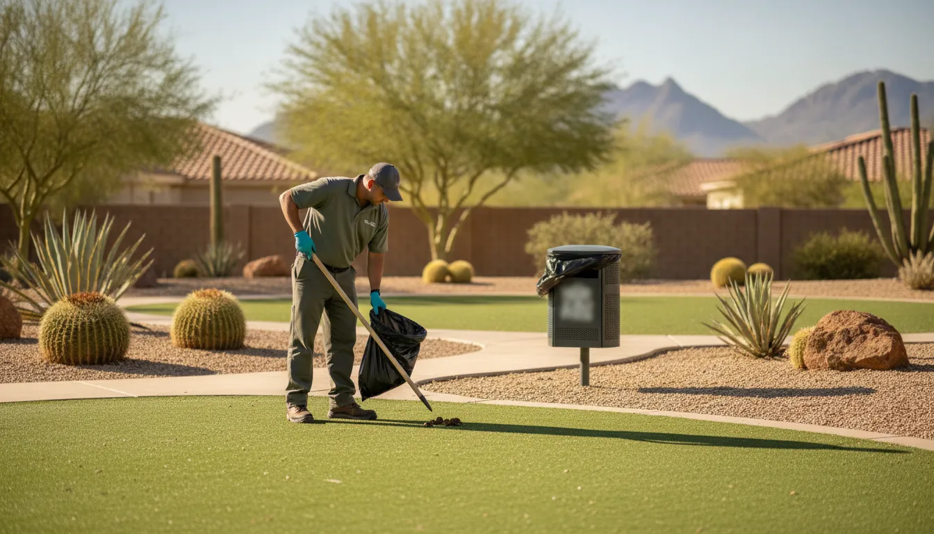 Professional technician servicing a tidy Las Vegas HOA dog park