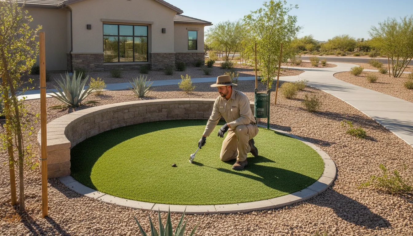 HOA pet waste policy inspection in a clean Nevada community