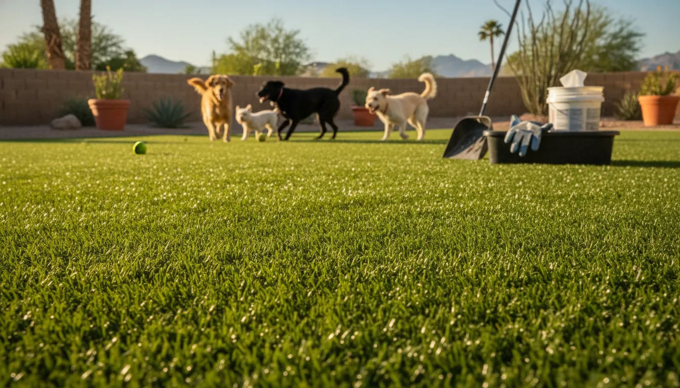 Clean artificial grass yard for multiple dogs in Las Vegas