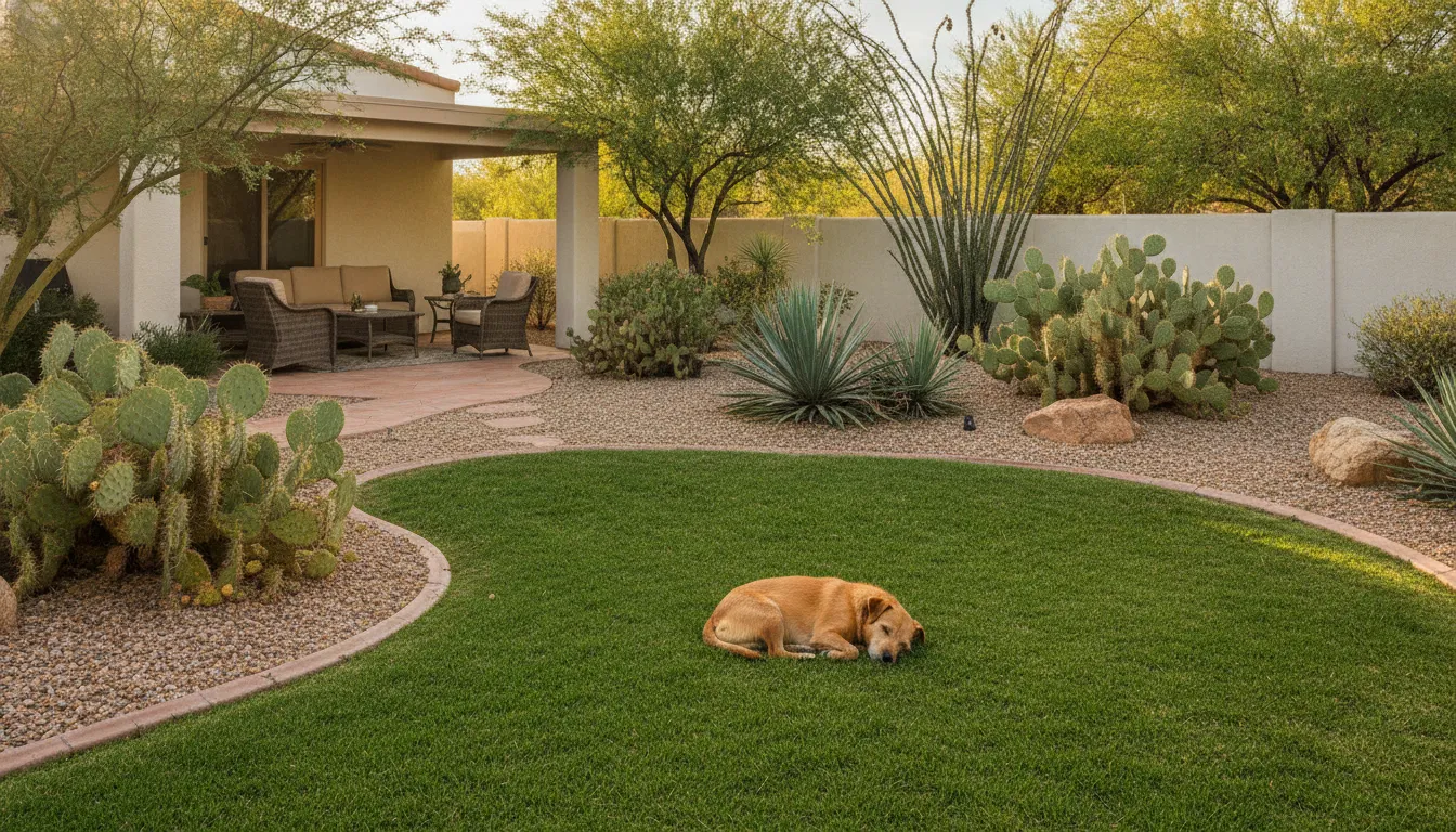 Tucson yard prepared for single dog poop cleanup service