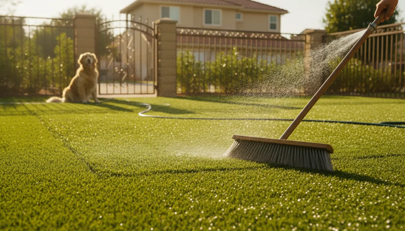 Maintaining clean artificial turf in a dog-friendly yard