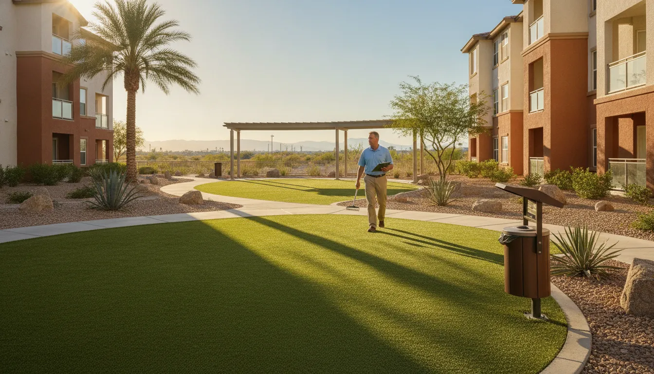 Commercial pet waste station and clean dog relief area in Las Vegas