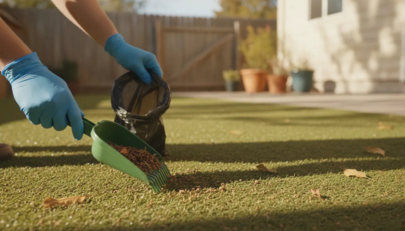 Preparing artificial turf for safe dog-area disinfection