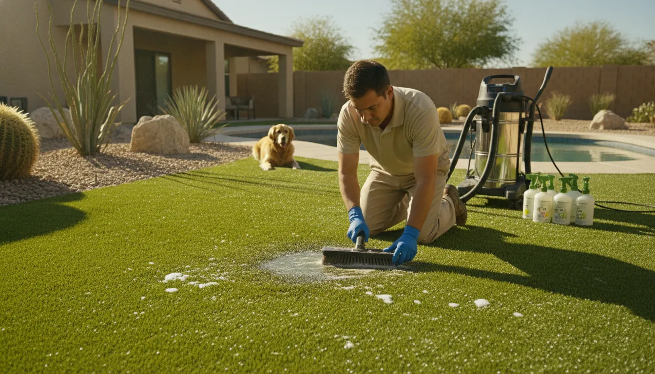 Artificial grass sanitation for a Las Vegas dog yard
