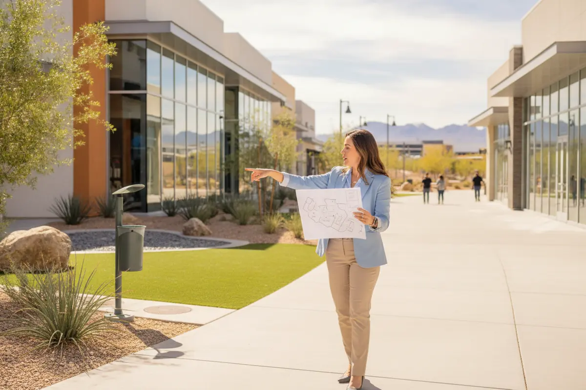 Retail center walkway and pet-use areas mapped during a pet waste removal walkthrough
