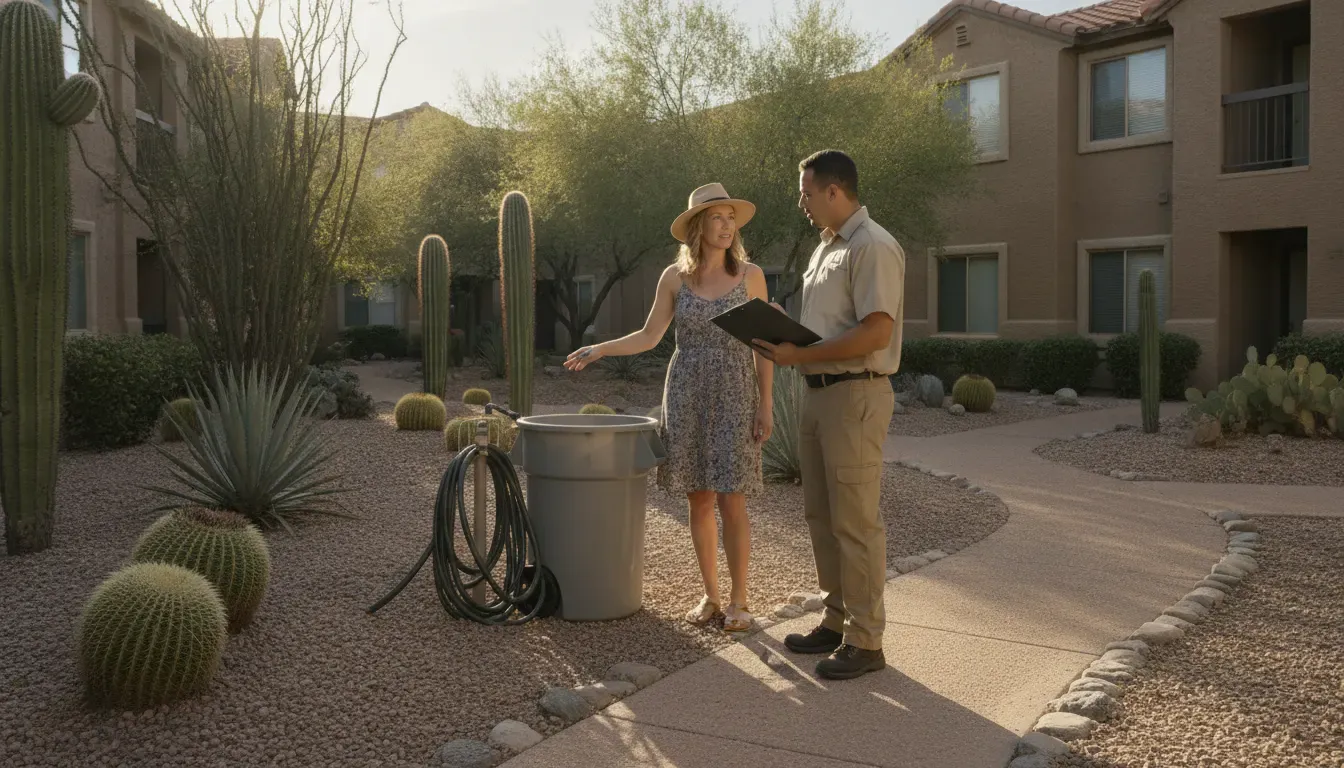 Property manager coordinating Tucson pet waste removal for a rental community