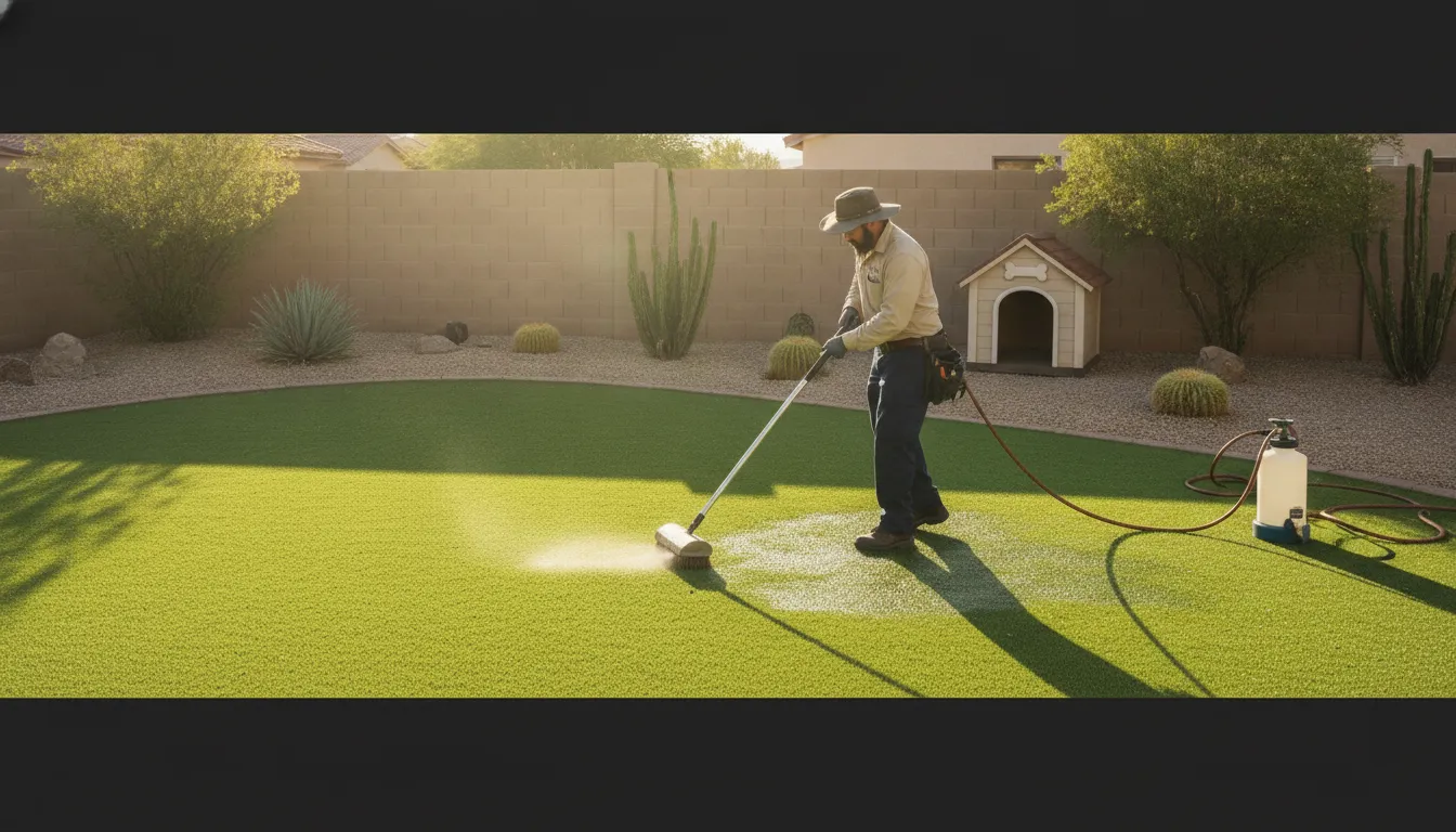 Professional artificial turf cleaning for a Las Vegas pet property