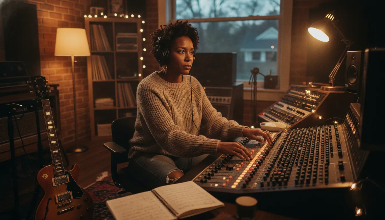 Charlotte Independent Artists: 5 Essential Acts to Watch 2 Independent Charlotte artist developing a new song in a recording studio