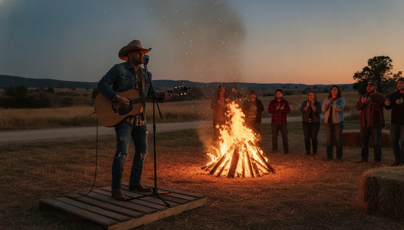 Country Rap Radio: Where to Stream Outlaw Rap 1 Country rap musician performing near a bonfire
