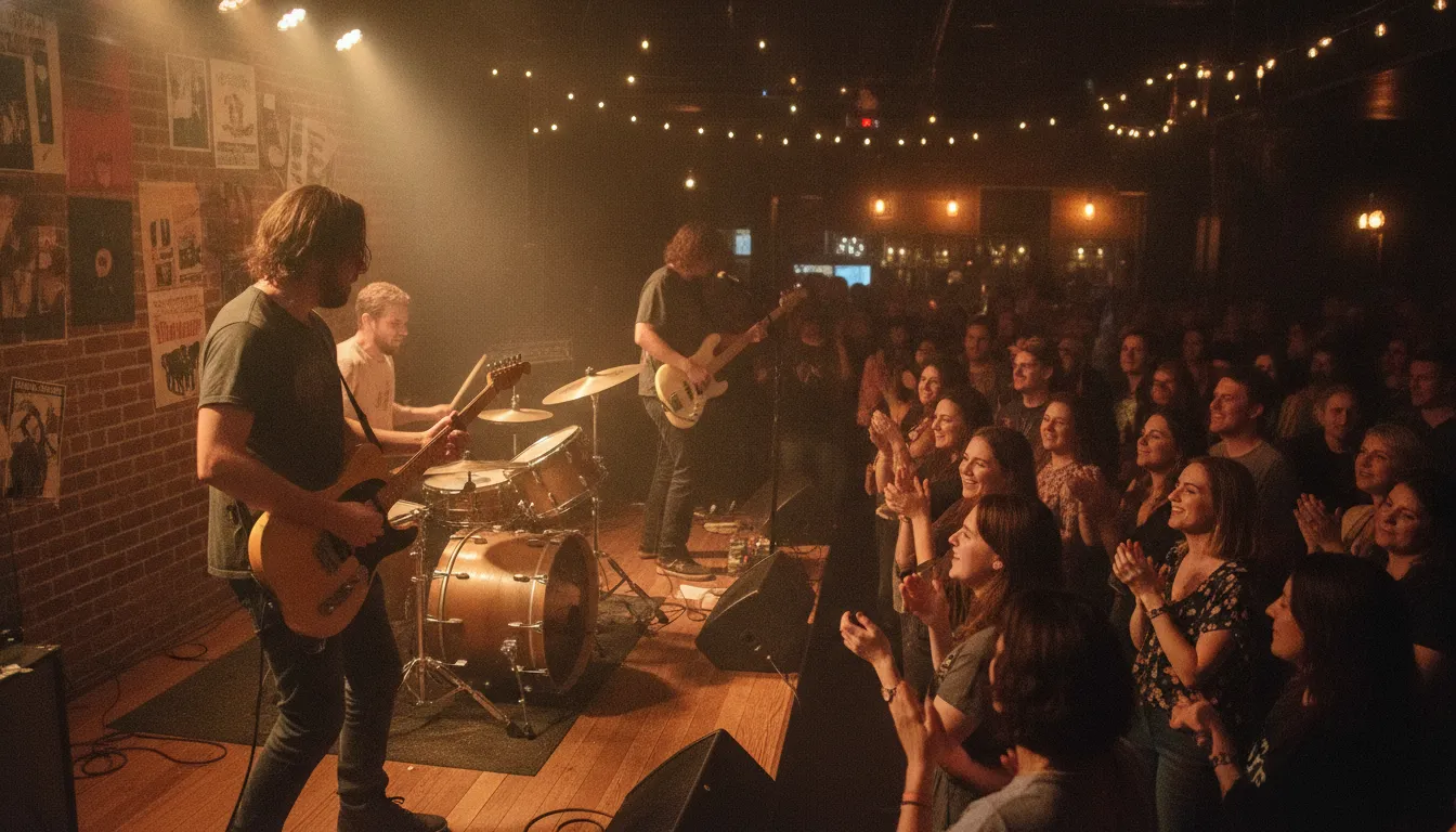 Charlotte NC Music Festivals 2026: Your Complete Guide 2 Intimate live music venue in Charlotte NC with small stage and audience enjoying a concert performance