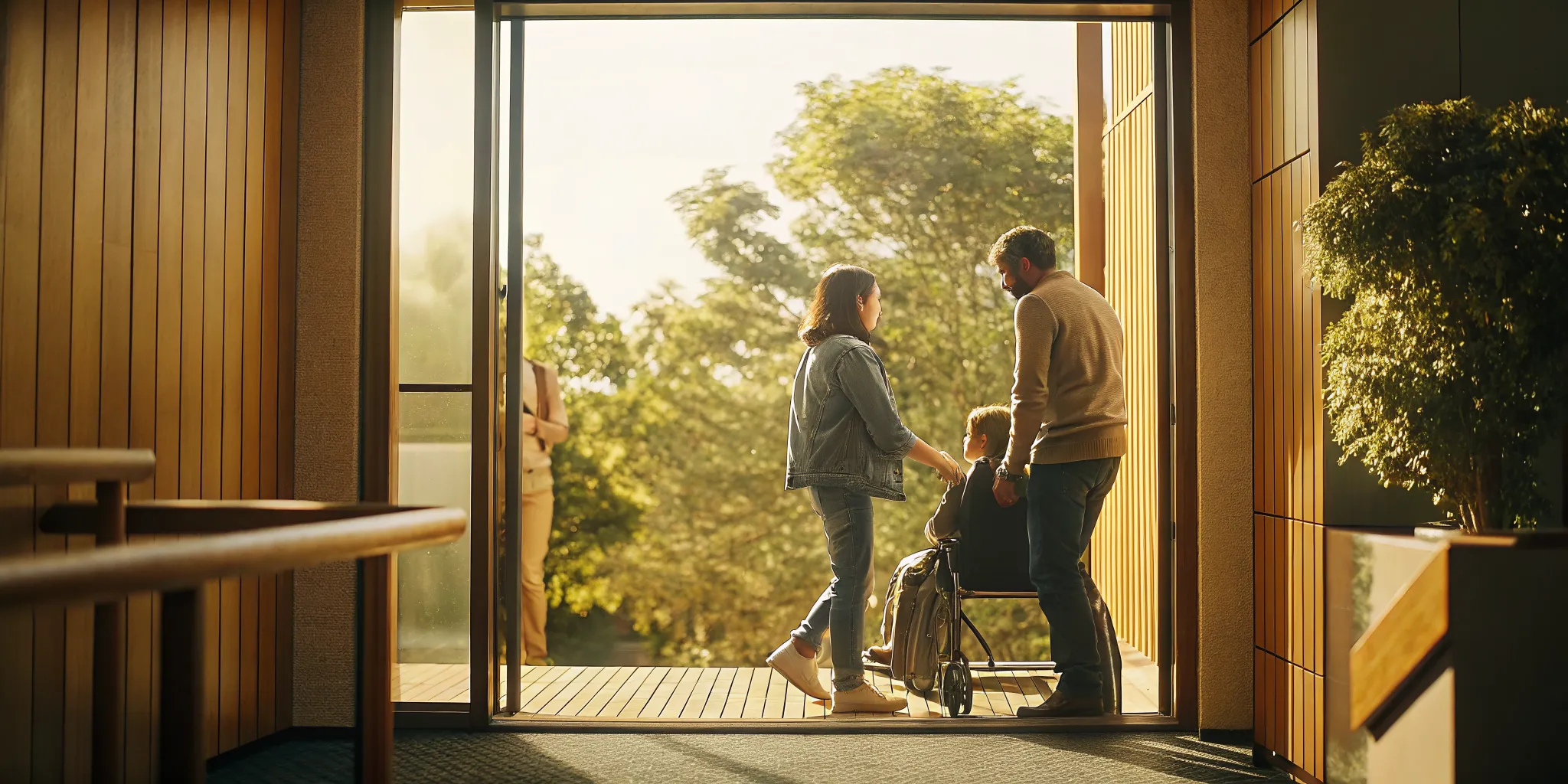 Supportive family arriving at a private luxury rehab on the East Coast