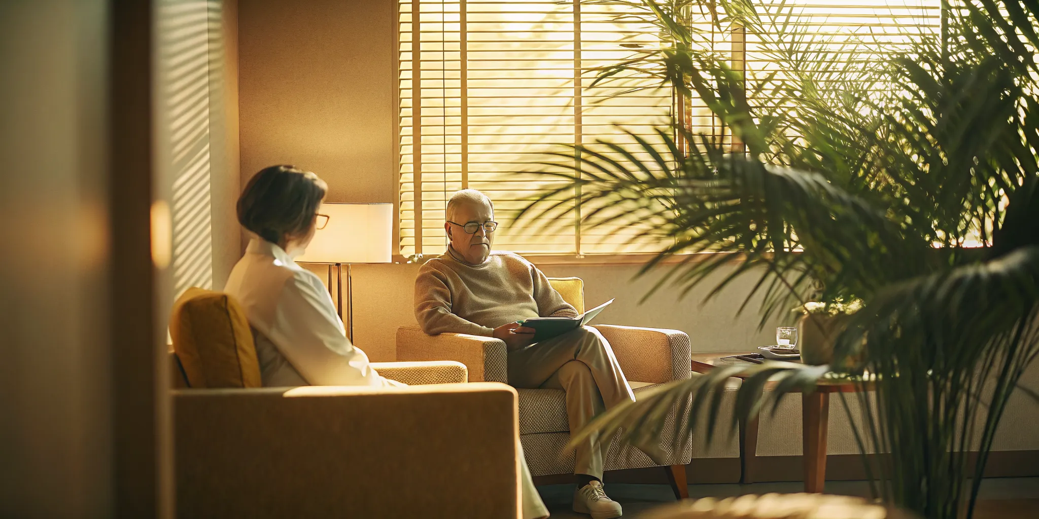 Clinician reviewing care options during addiction treatment for older adults New Jersey