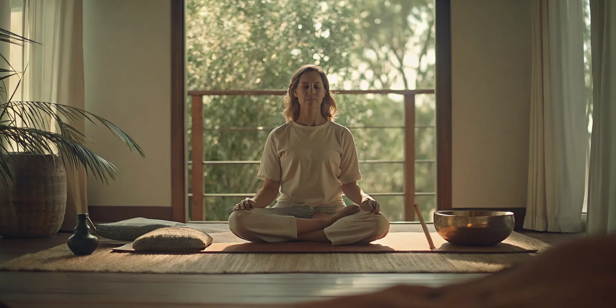 Person practicing mindfulness meditation in a peaceful healing environment at Legacy Healing NJ
