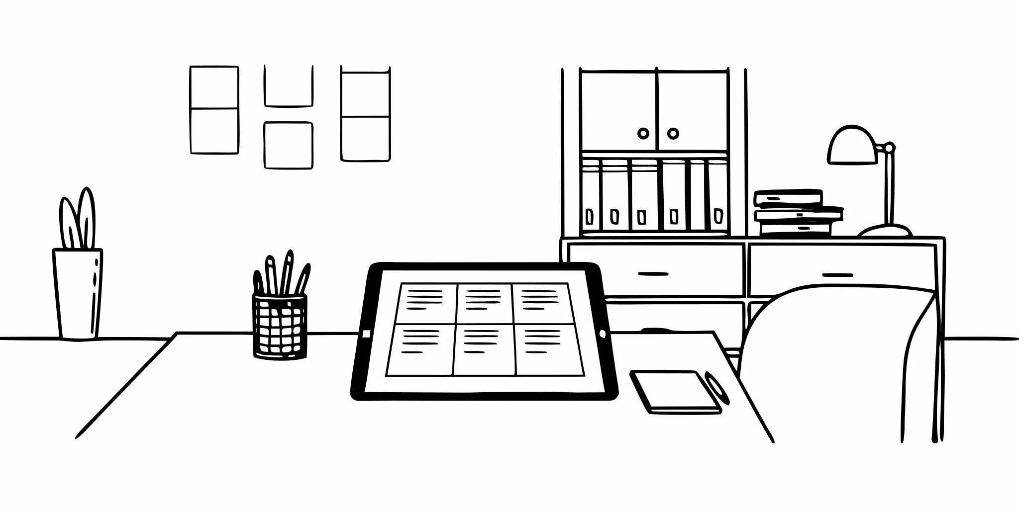 Professional office desk with digital tax forms and charts
