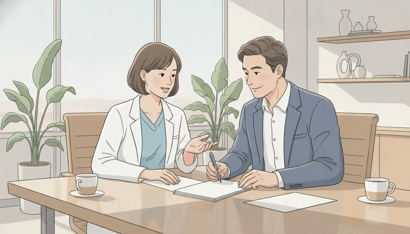 Dentist and tax professional reviewing repayment assistance options together