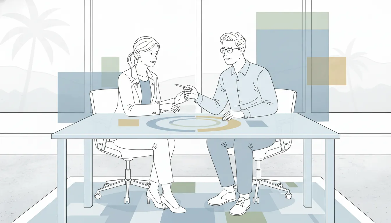 Physician and accountant reviewing investments for tax saving