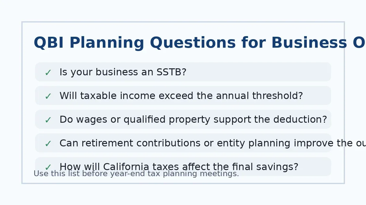 QBI planning questions for business owners before year-end