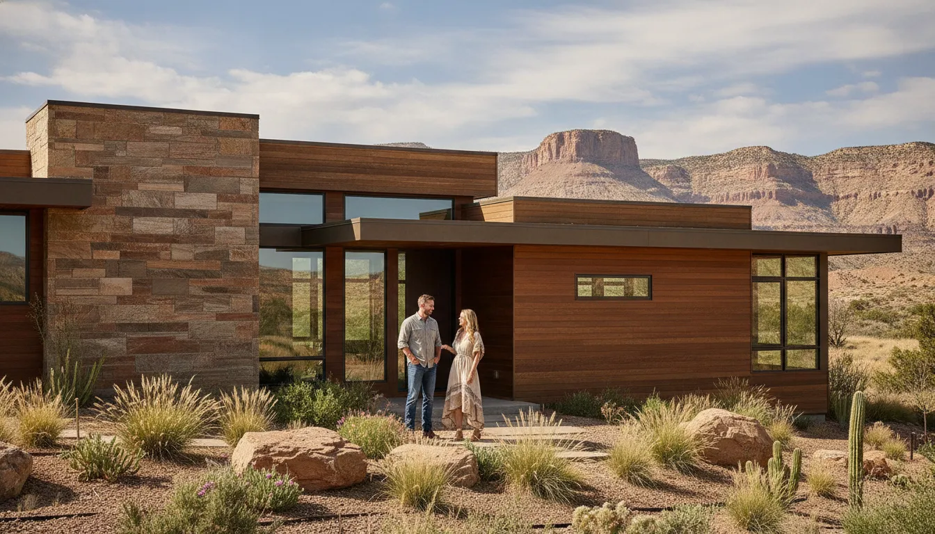 Completed custom home with Western Colorado landscape and marketable exterior design