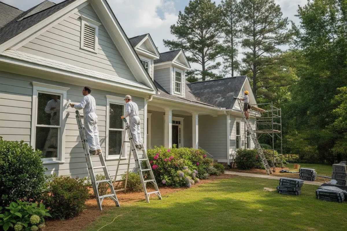 Roofing and painting work planned in sequence on a Georgia home with asphalt shingles and exterior trim