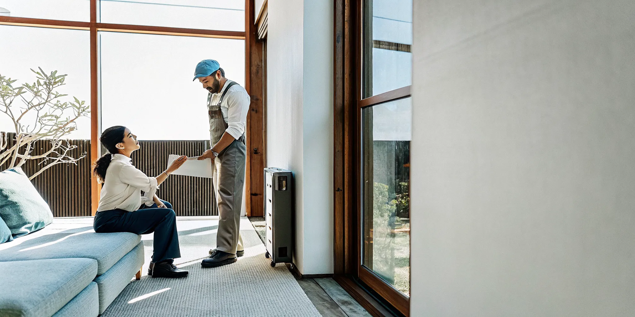 HVAC technician explaining system inspection to a San Antonio homeowner