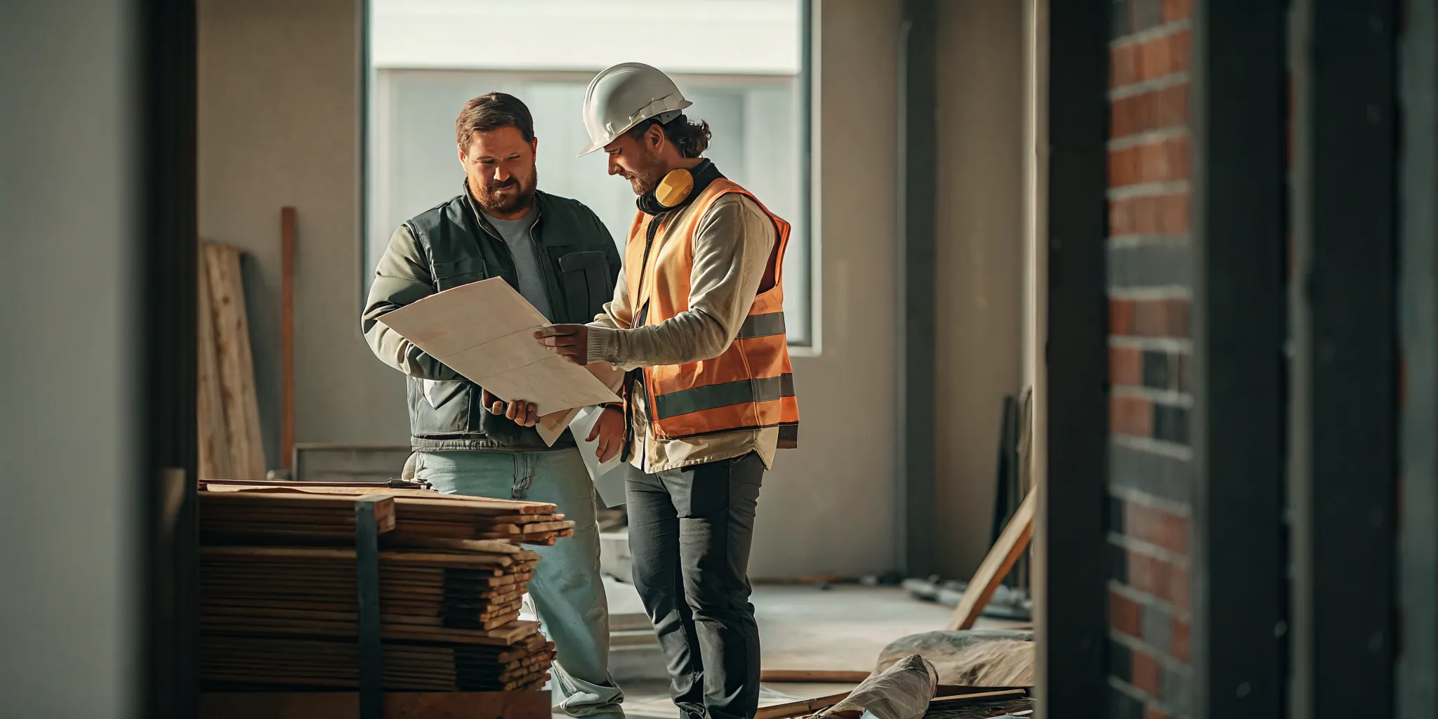 Construction worker consulting a supervisor about modified duties at an Ontario job site