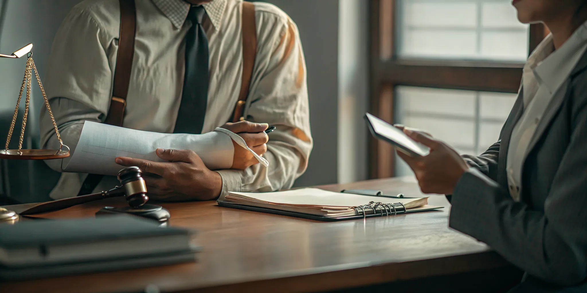 Ontario worker reviewing a WSIB settlement letter with a calculator at a desk