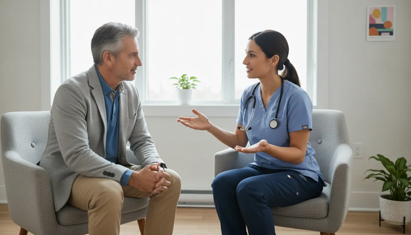 Ontario worker discussing modified work with a treating physiotherapist