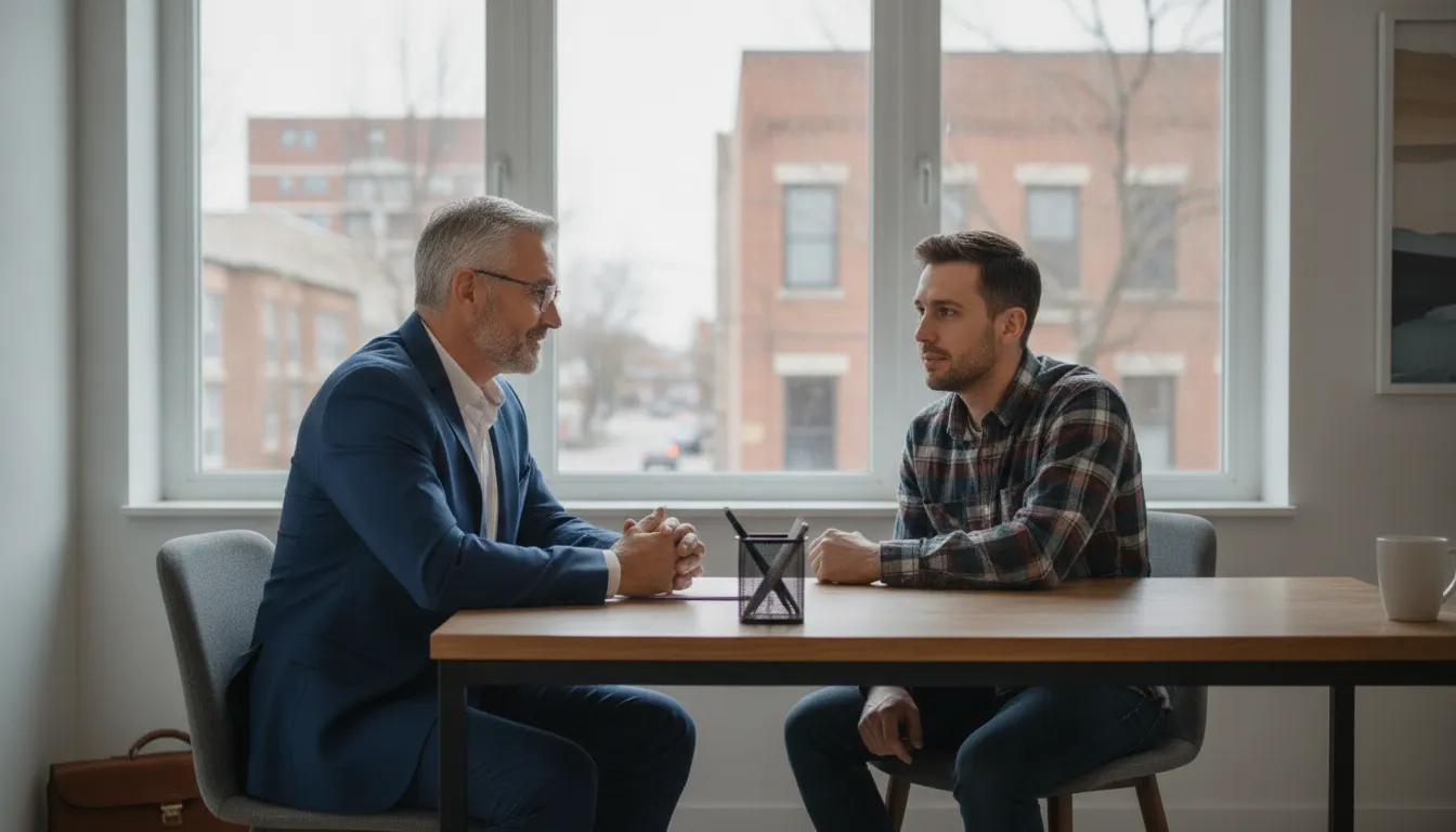 Injured Ontario worker speaking with a legal representative about WSIB help in London