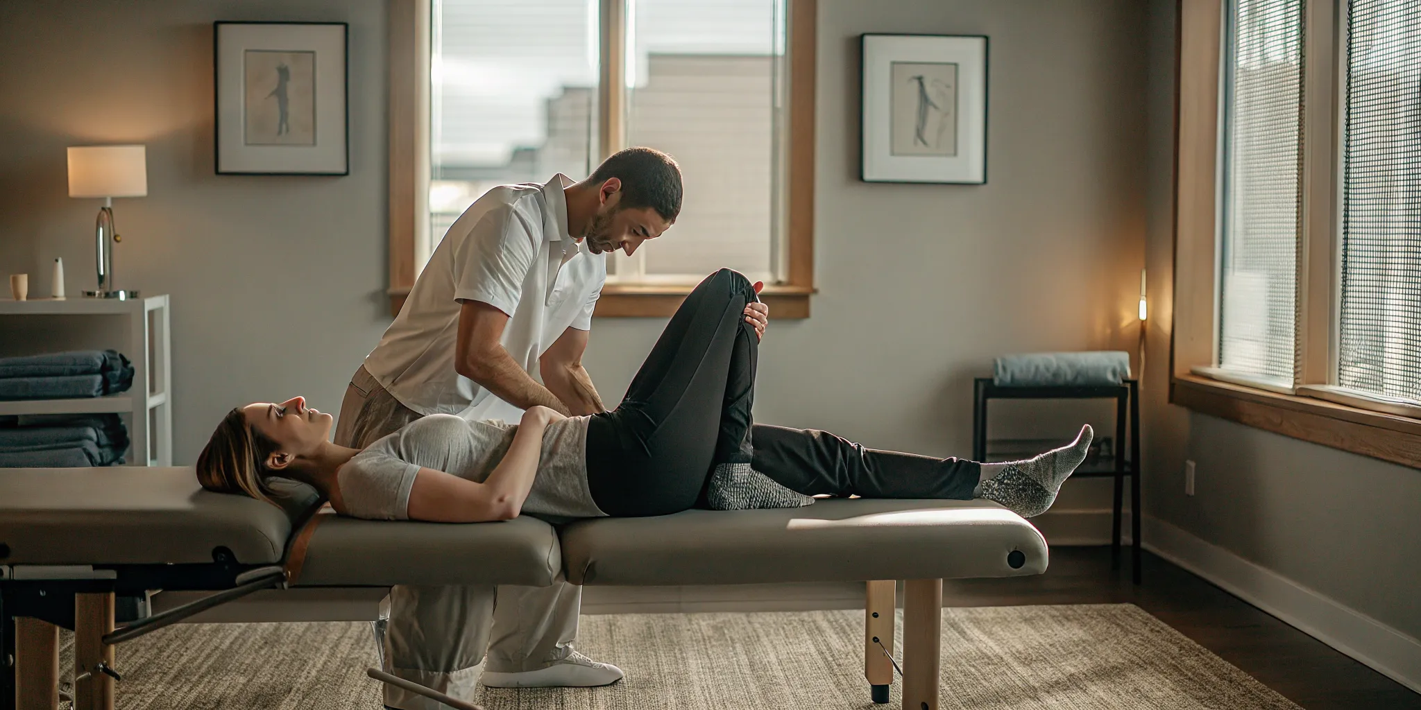Does WSIB cover physiotherapy Physiotherapist helping a patient with rehabilitation exercises in a clinic