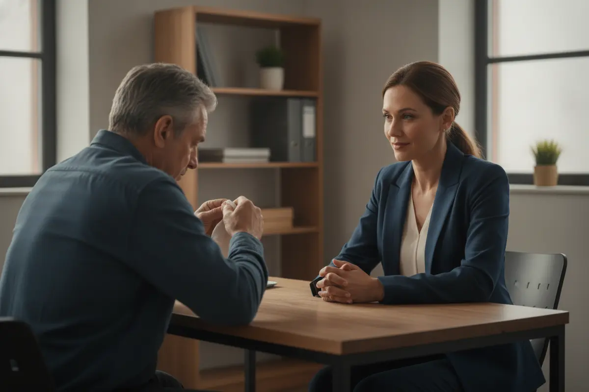 Union steward listening to a family member in a private support conversation