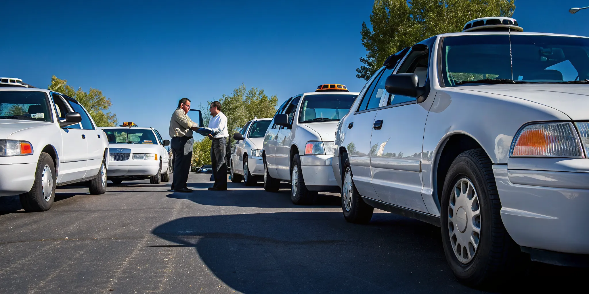 Indiana taxi fleet manager reviewing fuel receipts and mileage records