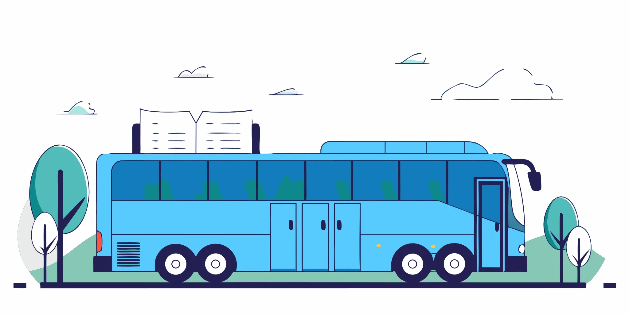 Charter bus on an Indiana highway illustrating fuel tax refund opportunities for motorcoach operators