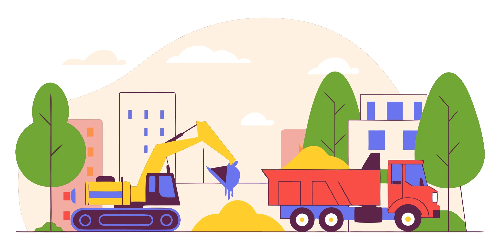 Construction equipment and heavy machinery at an Indiana job site