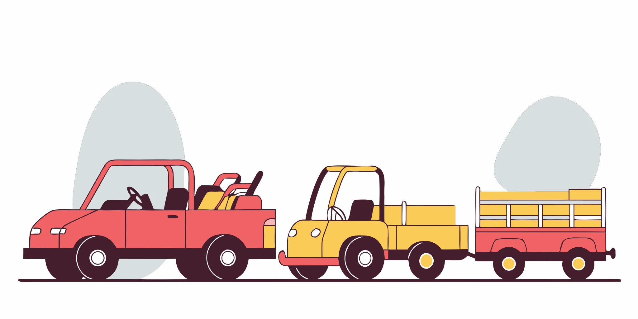 Indiana landscaping and lawn care commercial vehicle fleet with mowers, trucks, and utility trailers
