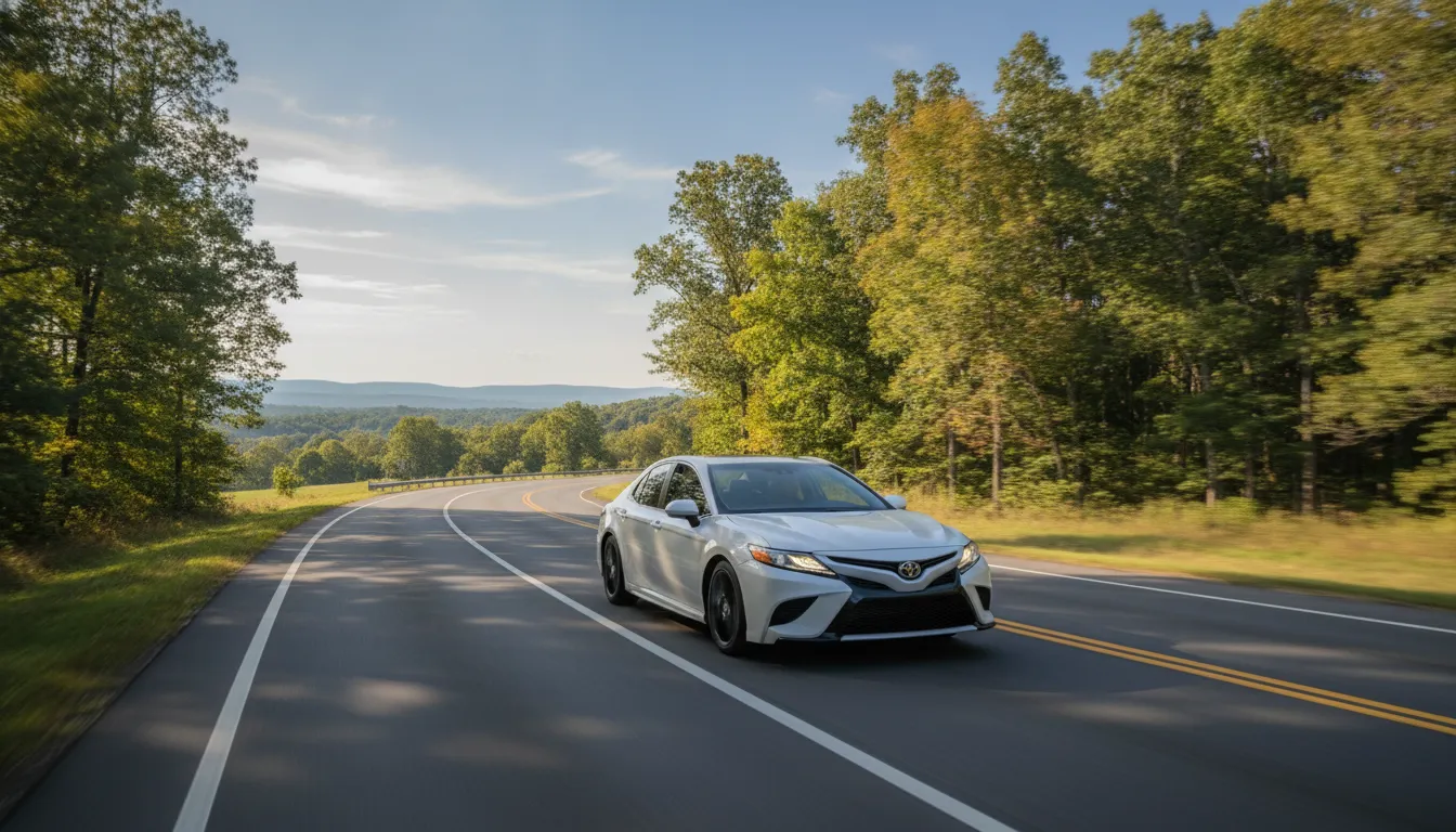 Toyota Camry driving on a scenic Virginia road