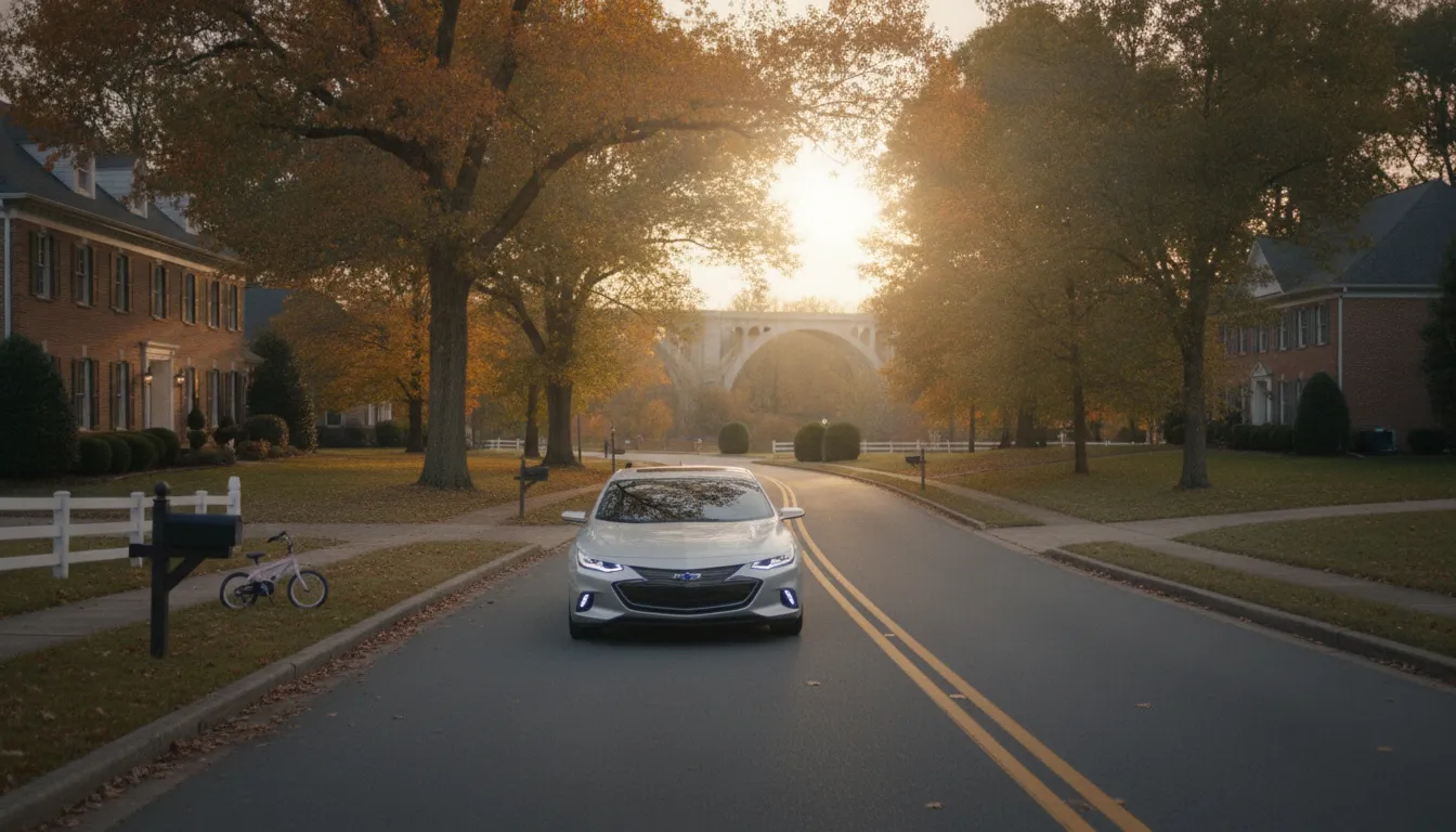 Chevrolet hybrid sedan driving on a Virginia road
